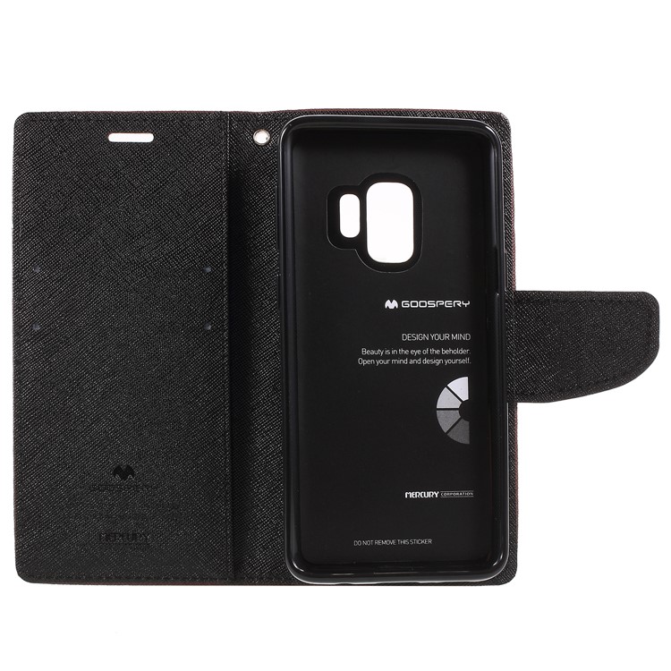 MERCURY GOOSPERY for Samsung Galaxy S9 Contrast Color Wallet Leather Mobile Cover with Stand - Brown-6