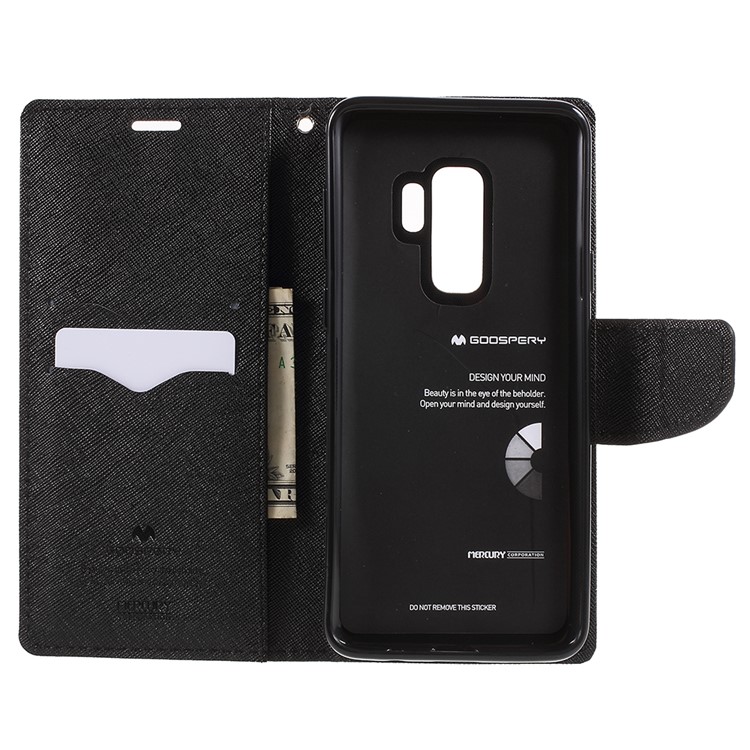 MERCURY GOOSPERY Fancy Flip Leather Wallet Phone Casing for Samsung Galaxy S9 Plus - Black-6