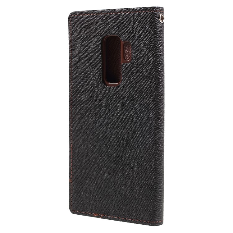 MERCURY GOOSPERY Fancy Flip Leather Wallet Phone Cover for Samsung Galaxy S9 Plus G965 - Black / Brown-3