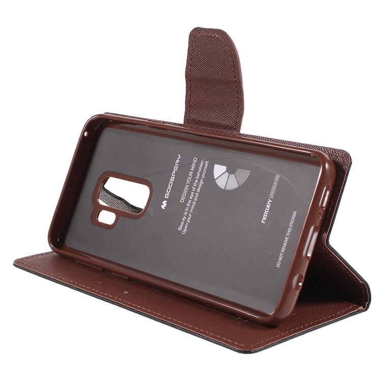 MERCURY GOOSPERY Fancy Flip Leather Wallet Phone Cover for Samsung Galaxy S9 Plus G965 - Black / Brown-4