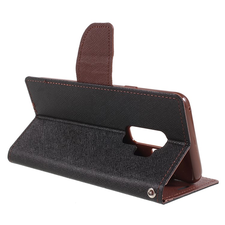 MERCURY GOOSPERY Fancy Flip Leather Wallet Phone Cover for Samsung Galaxy S9 Plus G965 - Black / Brown-5