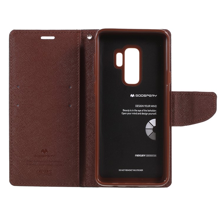 MERCURY GOOSPERY Fancy Flip Leather Wallet Phone Cover for Samsung Galaxy S9 Plus G965 - Black / Brown-6