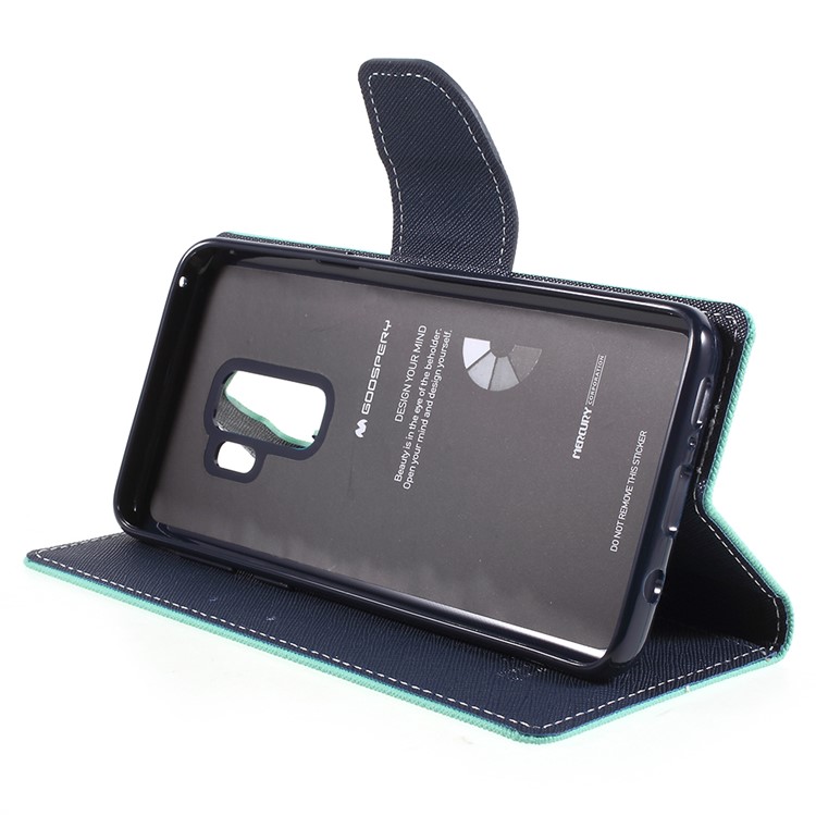 MERCURY GOOSPERY Fancy Flip Leather Wallet Mobile Phone Cover for Samsung Galaxy S9 Plus G965 - Cyan-4