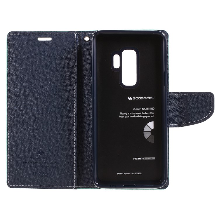 MERCURY GOOSPERY Fancy Flip Leather Wallet Mobile Phone Cover for Samsung Galaxy S9 Plus G965 - Cyan-6