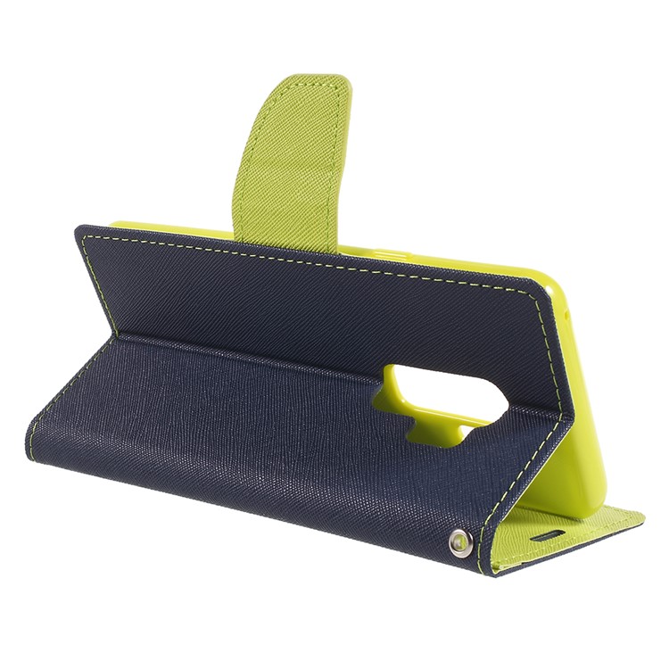 MERCURY GOOSPERY Fancy Flip Leather Wallet Cell Phone Cover for Samsung Galaxy S9 Plus - Dark Blue-5