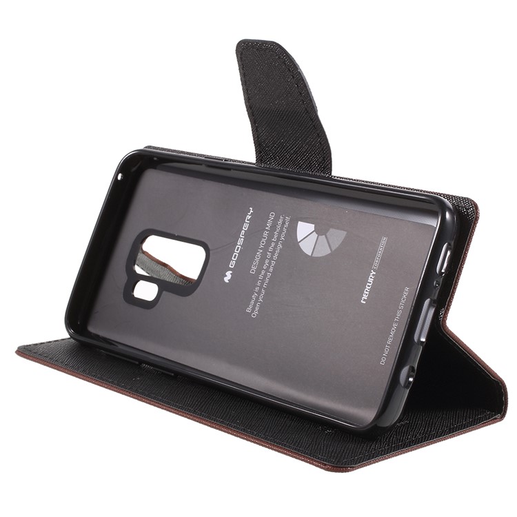 MERCURY GOOSPERY Fancy Flip Leather Wallet Cell Phone Shell for Samsung Galaxy S9 Plus - Brown-4