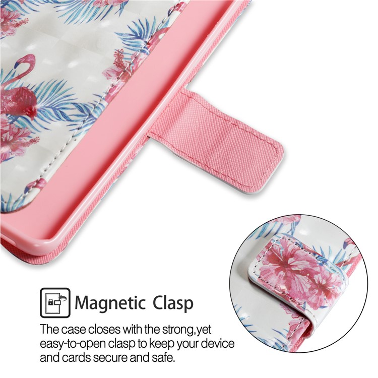 Pattern Printing Leather Wallet Case for Samsung Galaxy S9 G960 - Crane and Flower-6