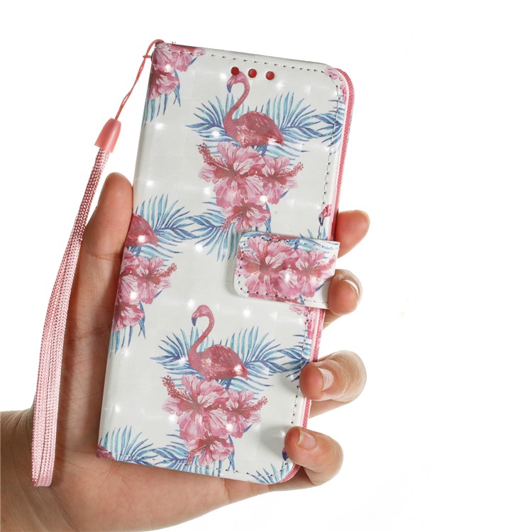 Pattern Printing Leather Wallet Case for Samsung Galaxy S9 G960 - Crane and Flower-7