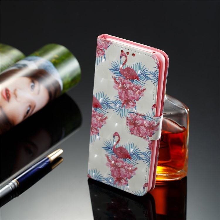 Pattern Printing Leather Wallet Case for Samsung Galaxy S9 G960 - Crane and Flower-8