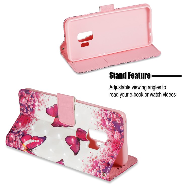 Pattern Printing Leather Wallet Cover for Samsung Galaxy S9 G960 - Vivid Butterflies-4