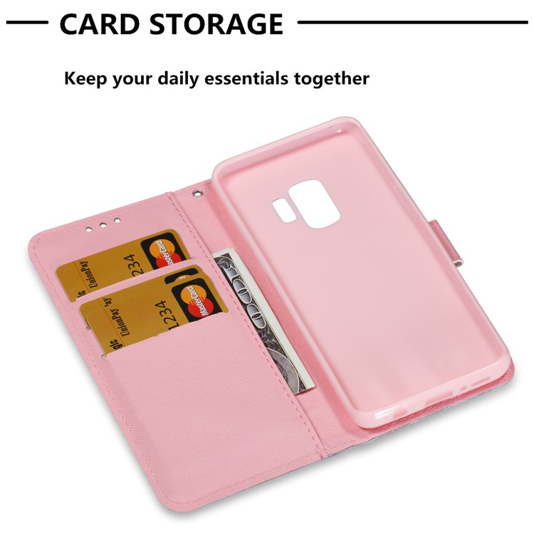 Pattern Printing Leather Wallet Phone Case for Samsung Galaxy S9 G960 - Cloud and Unicorn-5
