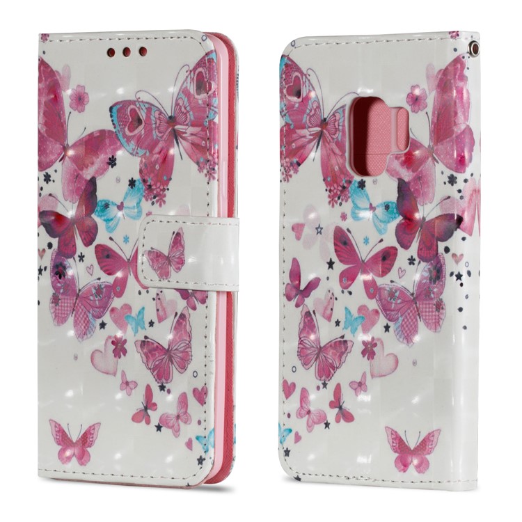 Pattern Printing Wallet Leather Stand Case for Samsung Galaxy S9 G960 - Colorized Butterflies-2