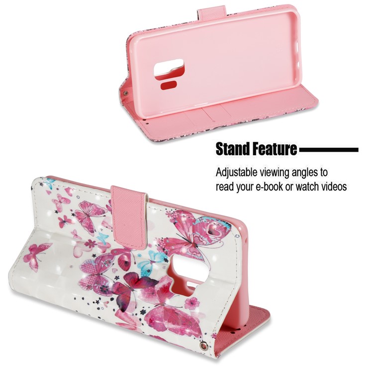 Pattern Printing Wallet Leather Stand Case for Samsung Galaxy S9 G960 - Colorized Butterflies-4