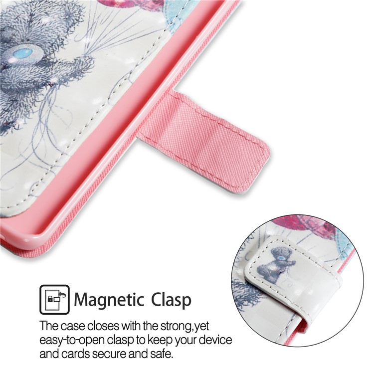 Pattern Printing Stand Leather Wallet Case for Samsung Galaxy S9 G960 - Bear and Balloon-6