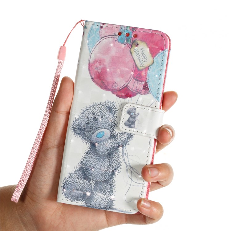 Pattern Printing Stand Leather Wallet Case for Samsung Galaxy S9 G960 - Bear and Balloon-7
