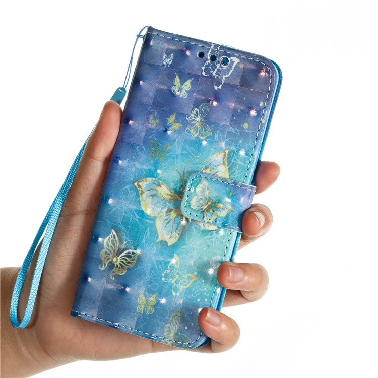 Pattern Printing Magnetic Leather Stand Cover for Samsung Galaxy S9 G960 - Gold Butterflies-7