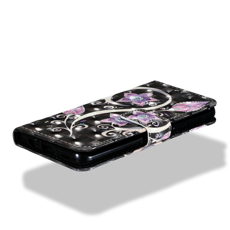 Pattern Printing Phone Leather Wallet Case for Samsung Galaxy S9 G960 - Purple Flowers-3