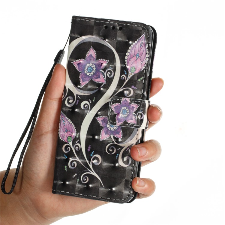Pattern Printing Phone Leather Wallet Case for Samsung Galaxy S9 G960 - Purple Flowers-7