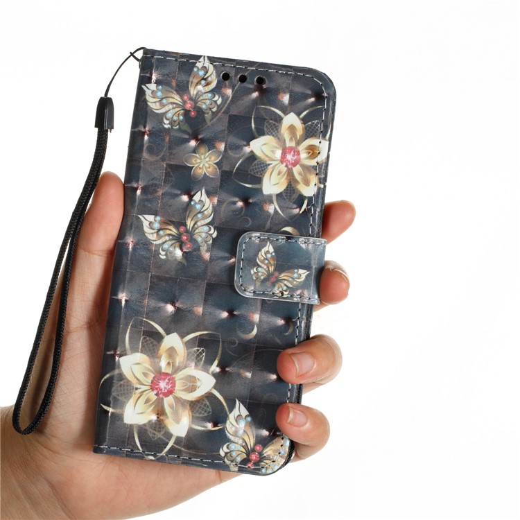 Pattern Printing Leather Wallet Shell Case Cover for Samsung Galaxy S9 - Butterfly and Flower-4