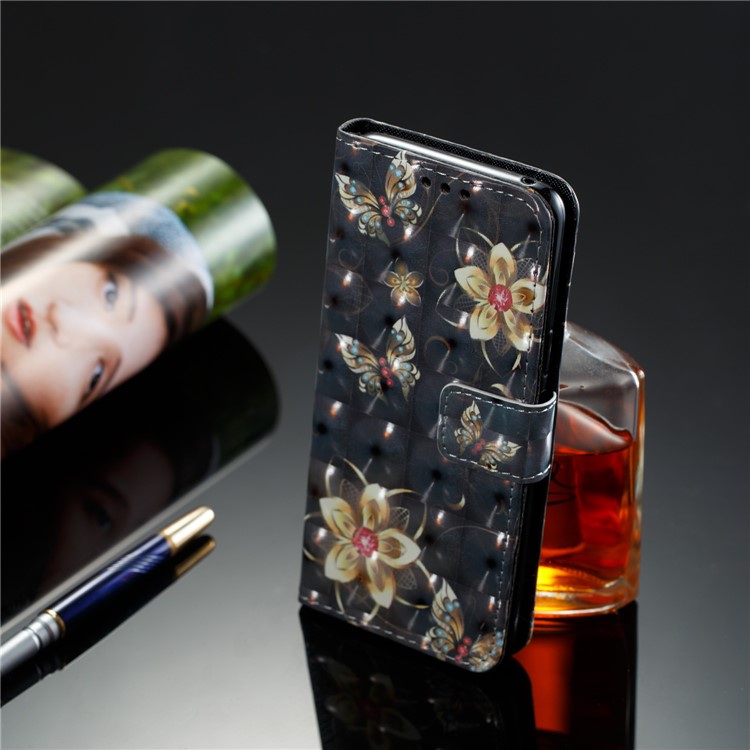 Pattern Printing Leather Wallet Shell Case Cover for Samsung Galaxy S9 - Butterfly and Flower-7