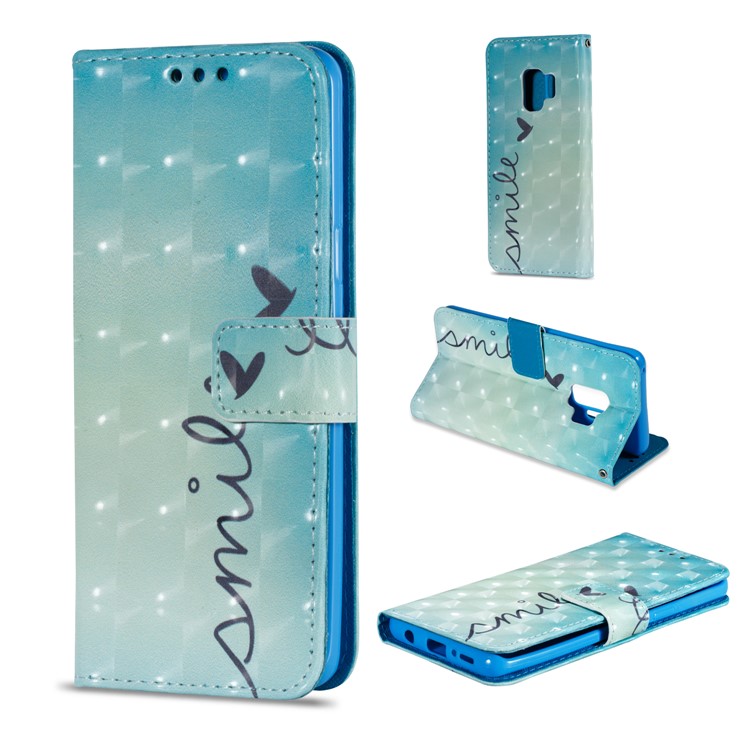 Pattern Printing Leather Wallet Case for Samsung Galaxy S9 - SMILE Pattern-1