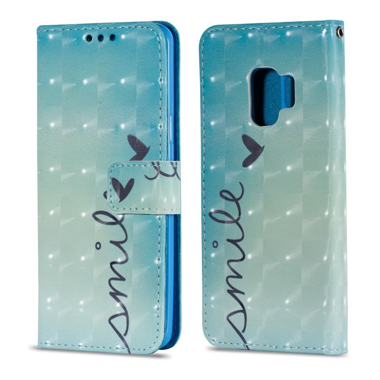 Pattern Printing Leather Wallet Case for Samsung Galaxy S9 - SMILE Pattern-2