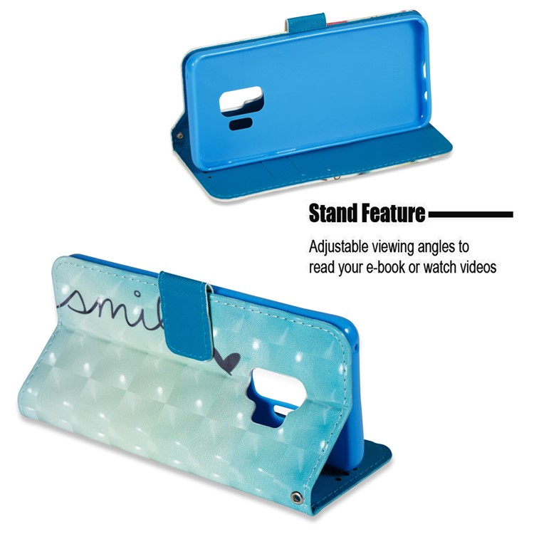 Pattern Printing Leather Wallet Case for Samsung Galaxy S9 - SMILE Pattern-4