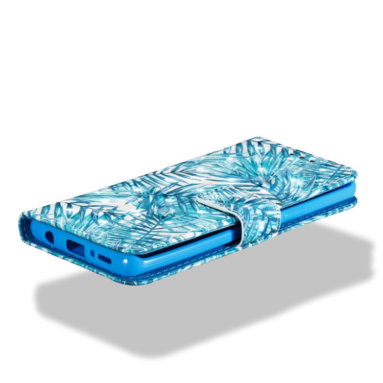 Pattern Printing Leather Wallet Cover for Samsung Galaxy S9 - Blue Leaves-3