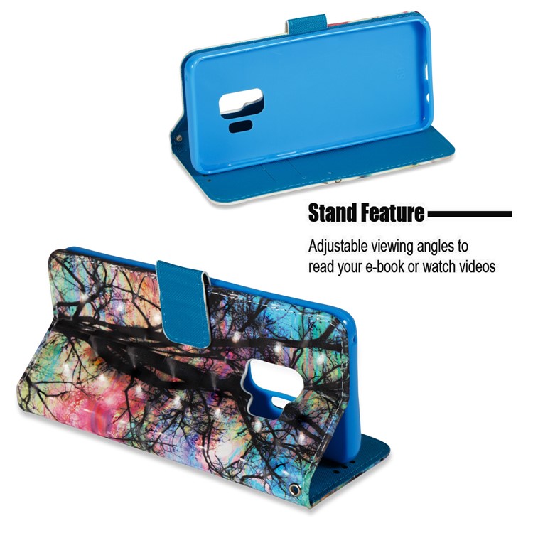 Pattern Printing Leather Wallet Shell Case for Samsung Galaxy S9 - Tree Pattern-4