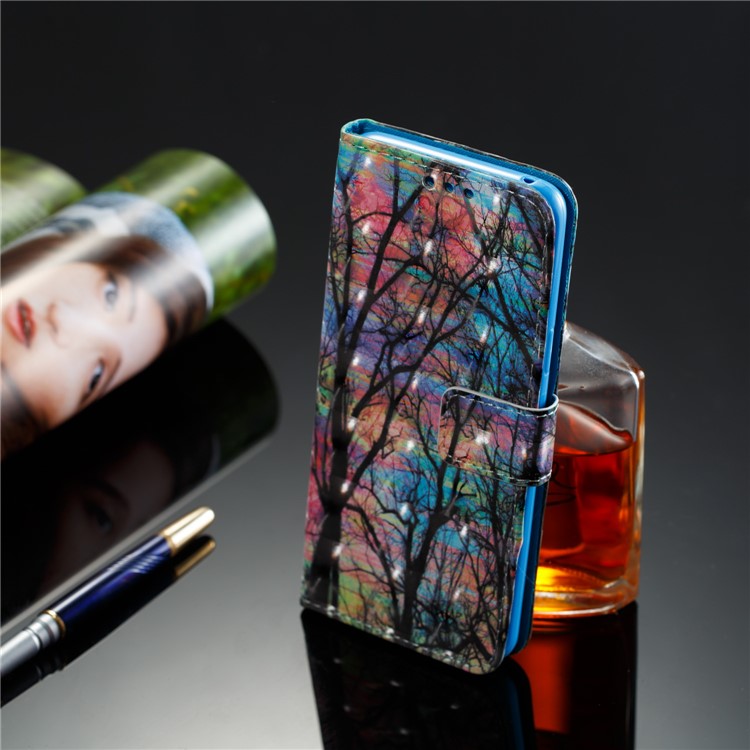 Pattern Printing Leather Wallet Shell Case for Samsung Galaxy S9 - Tree Pattern-8