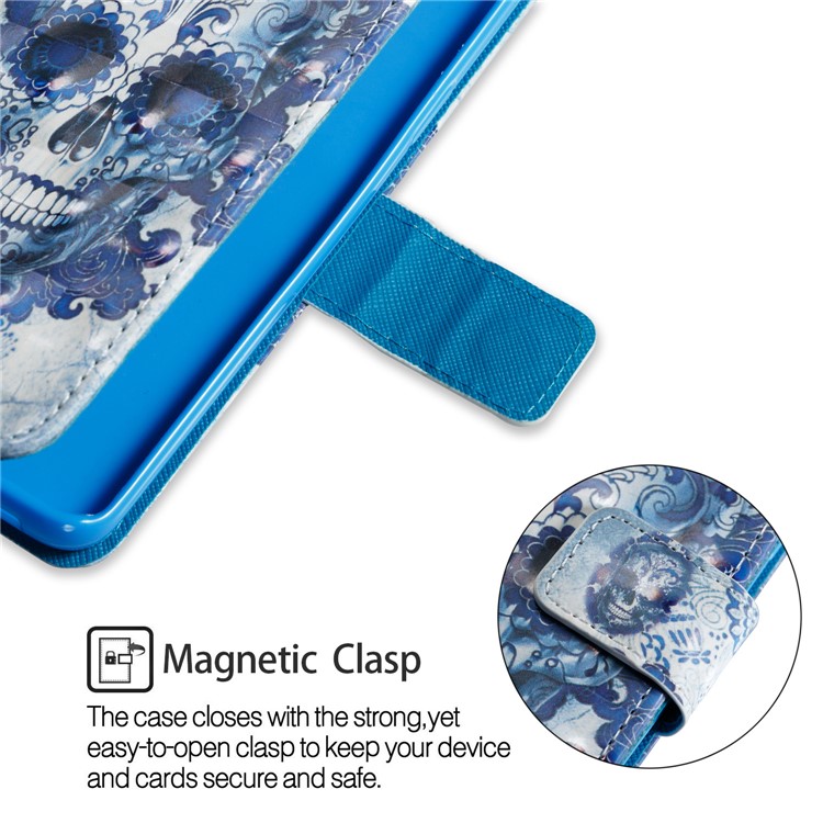 Pattern Printing Leather Wallet Case Phone Shell for Samsung Galaxy S9 - Cool Skull-6