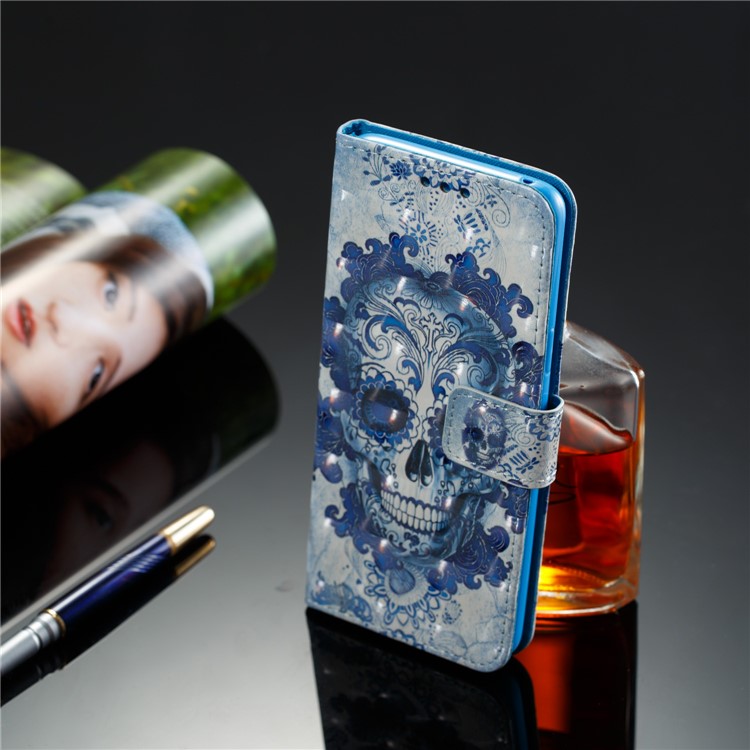 Pattern Printing Leather Wallet Case Phone Shell for Samsung Galaxy S9 - Cool Skull-8