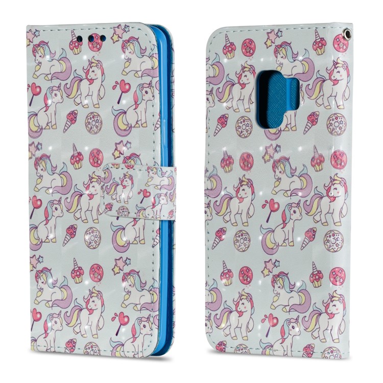 Pattern Printing Leather Wallet Case Shell for Samsung Galaxy S9 - Unicorn Pattern-2