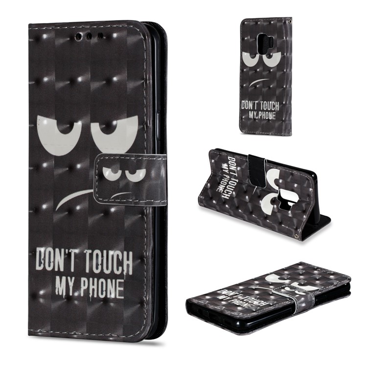 Pattern Printing Phone Leather Wallet Case for Samsung Galaxy S9 - Do not Touch My Phone-1