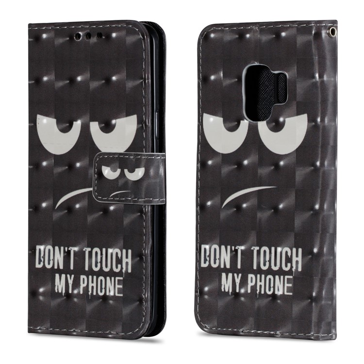Pattern Printing Phone Leather Wallet Case for Samsung Galaxy S9 - Do not Touch My Phone-2