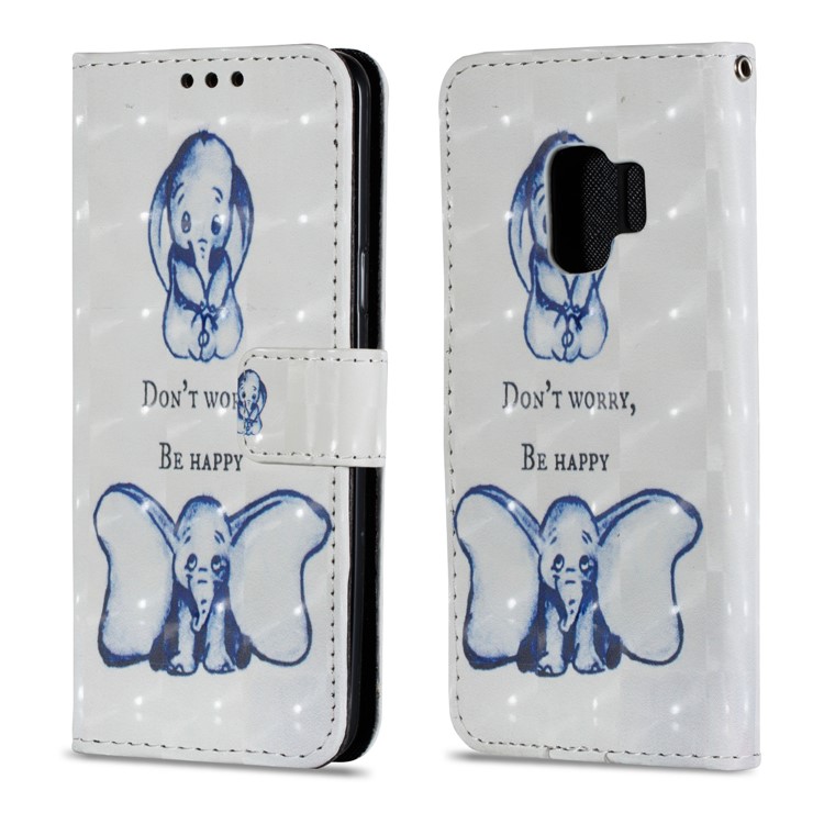 Pattern Printing Cell Phone Leather Wallet Case for Samsung Galaxy S9 - Elephant Pattern-2