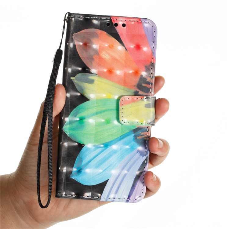 Pattern Printing Leather Wallet Shell Cover Case for Samsung Galaxy S9 - Colorized Flower-7