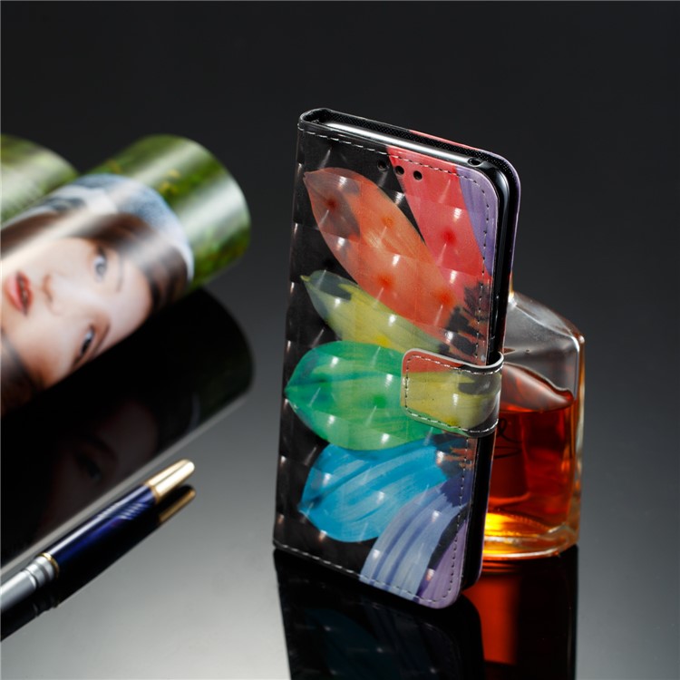 Pattern Printing Leather Wallet Shell Cover Case for Samsung Galaxy S9 - Colorized Flower-8