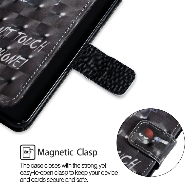 Pattern Printing Magnetic Leather Wallet Case for Samsung Galaxy S9 G960 - Monster and Warning Words-6