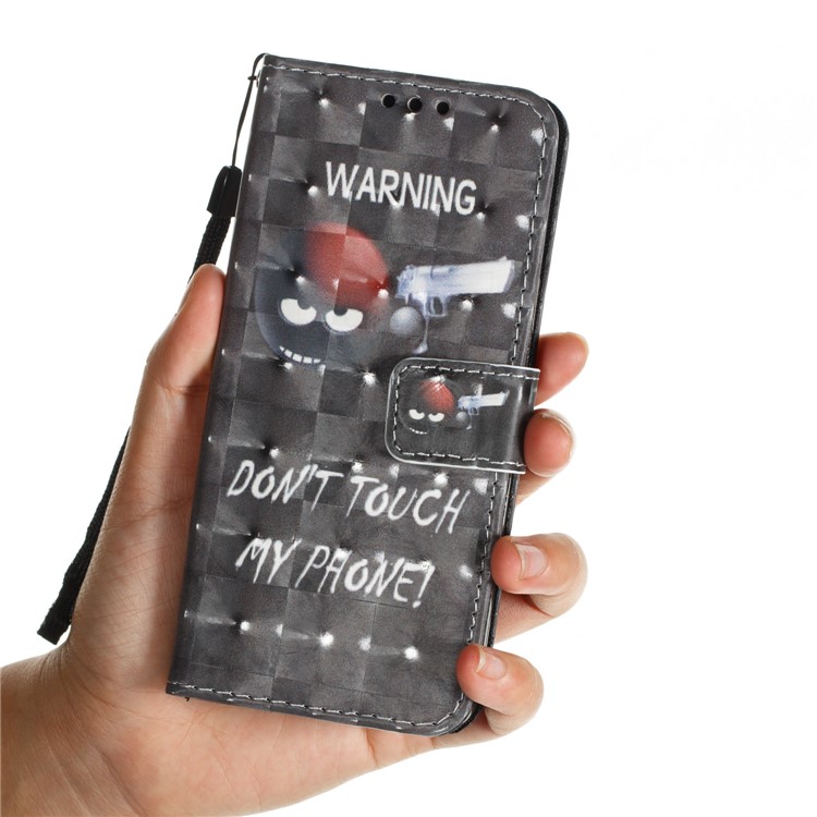 Pattern Printing Magnetic Leather Wallet Case for Samsung Galaxy S9 G960 - Monster and Warning Words-7