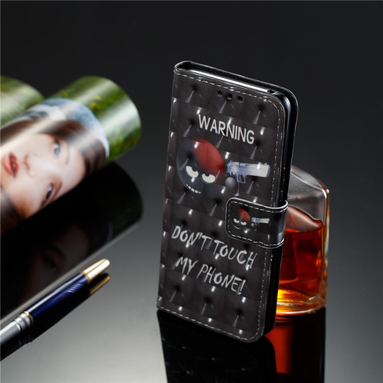 Pattern Printing Magnetic Leather Wallet Case for Samsung Galaxy S9 G960 - Monster and Warning Words-8