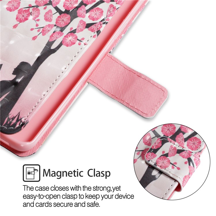 Patterned PU Leather Wallet Stand Casing for Samsung Galaxy S9 - Pretty Flower Tree-6