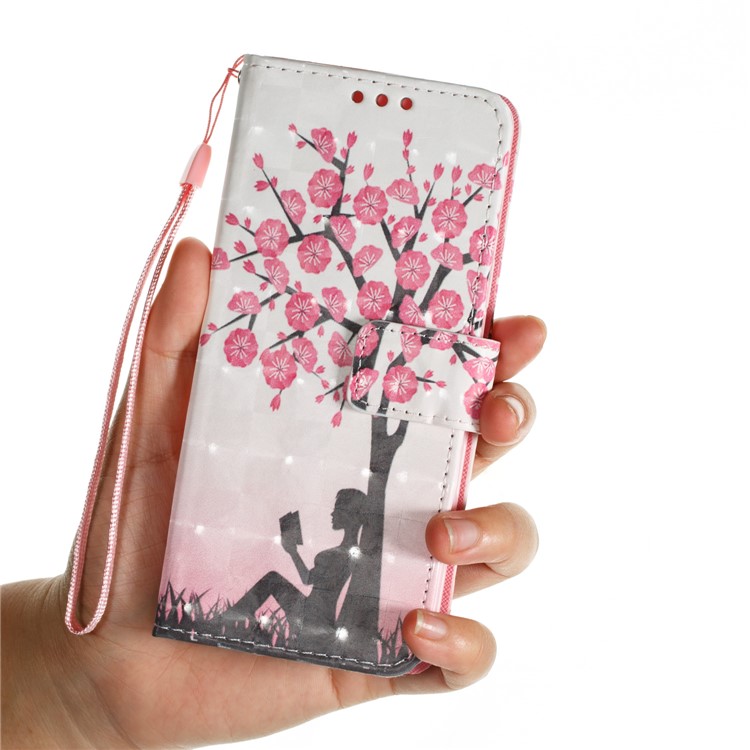 Patterned PU Leather Wallet Stand Casing for Samsung Galaxy S9 - Pretty Flower Tree-7