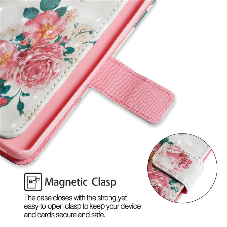 Patterned PU Leather Wallet Stand Cover for Samsung Galaxy S9 - Blooming Peony-6