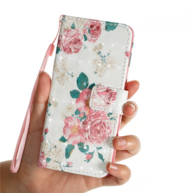 Patterned PU Leather Wallet Stand Cover for Samsung Galaxy S9 - Blooming Peony-7