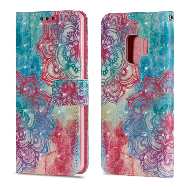 Patterned PU Leather Stand Phone Casing for Samsung Galaxy S9 - Colorful Mandala-2