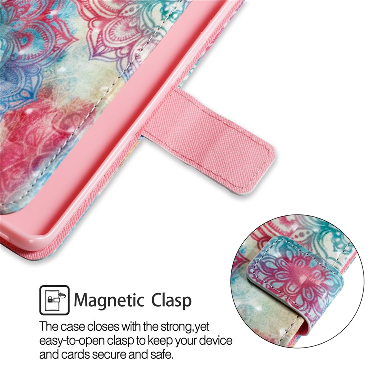 Patterned PU Leather Stand Phone Casing for Samsung Galaxy S9 - Colorful Mandala-6