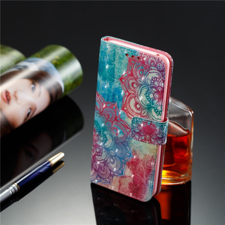 Patterned PU Leather Stand Phone Casing for Samsung Galaxy S9 - Colorful Mandala-8