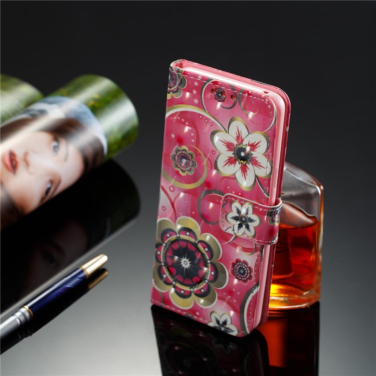 Patterned PU Leather Wallet Mobile Cover for Samsung Galaxy S9 - Stylish Flower-8