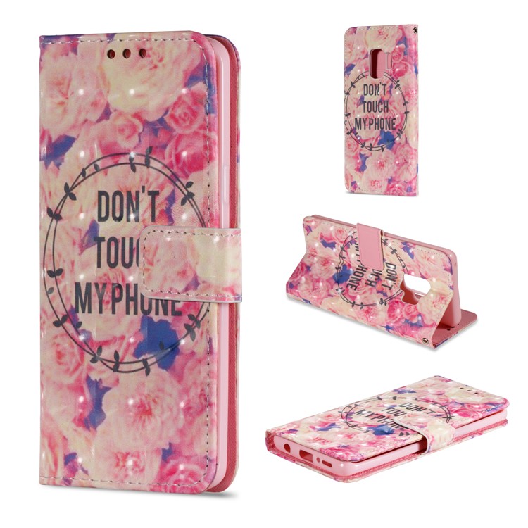 Patterned PU Leather Stand Cell Phone Case for Samsung Galaxy S9 - Flower and Quote-1